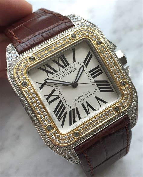 cartier 100 santos xl|cartier santos 100 xl diamond.